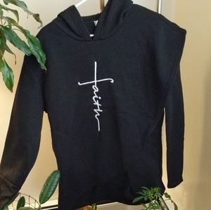 Black Faith Cross Hoodie